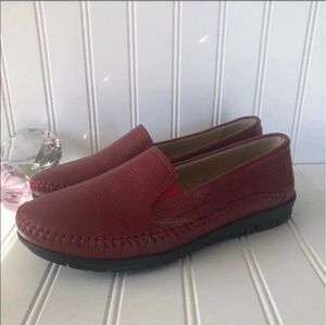 New Beta Red Leather Loafers Sz 7